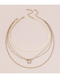 Fashion Gold Alloy Diamond Circle Snake Bone Chain Multilayer Necklace