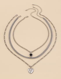 Fashion White K Alloy Diamond Heart Multilayer Necklace