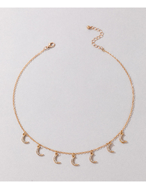 Fashion Gold Alloy Diamond Moon Fringe Necklace