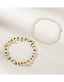 Fashion White Resin Geometric Beaded Double Anklet