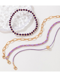 Fashion Purple Cord Braided Scallop Beaded Anklet Set