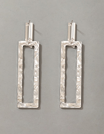 Fashion Silver Alloy Geometric Rectangle Hollow Stud Earrings