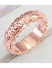 Fashion Rose Gold Metal Suspended Engraved Rose Ring