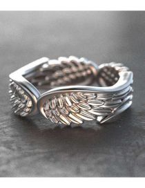 Fashion Silver Metal Geometric Wings Ring