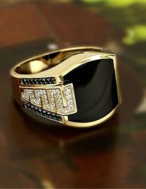 Fashion Gold Metal Diamond Geometric Ring