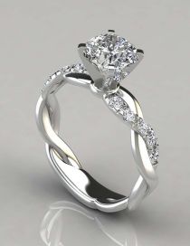Fashion Silver Metal Diamond Twist Ring