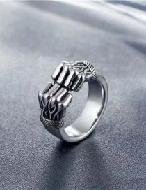 Fashion Ancient Silver Alloy Fist Ring