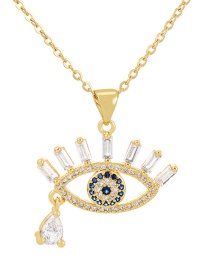Fashion Gold Bronze Zirconium Eye Pendant Necklace