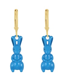 Fashion Blue Copper Drop Oil Bunny Earrings