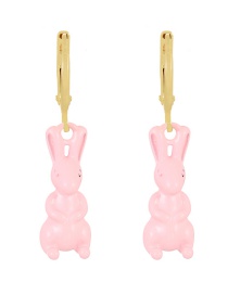 Fashion Light Pink Copper Drop Oil Bunny Earrings