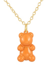 Fashion Orange Bronze Zirconium Drop Oil Bear Pendant Necklace