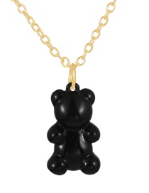 Fashion Black Bronze Zirconium Drop Oil Bear Pendant Necklace