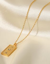 Fashion Gold Eight-pointed Star Rectangle Necklace In Titanium Steel With Diamonds