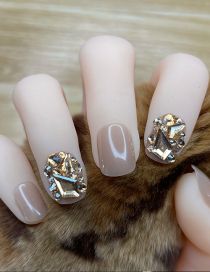Fashion Mj-111 Short Ice Transparent Coffee Champagne Full Diamonds [glue Type] (3 Batches) Plastic Wearable Full-drilled Geometric Nail Patch