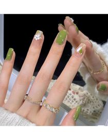 Fashion Mj-206 Matcha Milk Green Shuangpin [glue Type] (3 Batches) Plastic Wearable Double Piece Geometric Wearable Nail Art