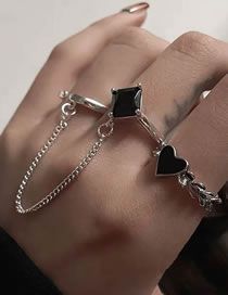 Fashion Love Alloy Diamond Square Heart Butterfly Link Ring