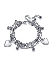 Fashion Love Alloy Geometric Chain Heart Bracelet