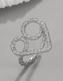 Fashion Silver-2 Alloy Geometric Heart Open Ring