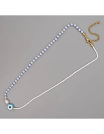 Fashion Blue Geometric Bead Panel Beaded Eye Necklace