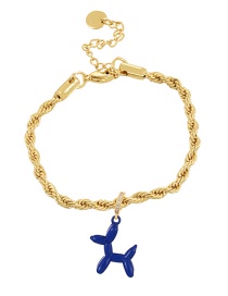 Fashion Navy Blue Copper Inlaid Zirconium Drop Oil Pet Dog Pendant Twist Bracelet