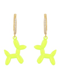 Fashion Fluorescent Yellow Copper Inlaid Zirconium Drip Oil Pet Dog Earrings