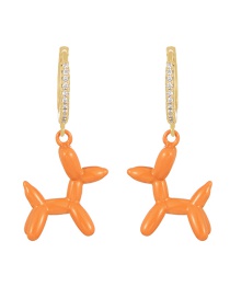 Fashion Orange Copper Inlaid Zirconium Drip Oil Pet Dog Earrings