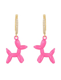 Fashion Red Copper Inlaid Zirconium Drip Oil Pet Dog Earrings