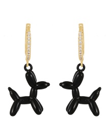 Fashion Black Copper Inlaid Zirconium Drip Oil Pet Dog Earrings