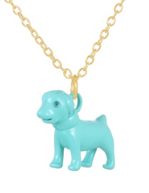 Fashion Lake Green Copper Drop Oil Pet Dog Pendant Necklace