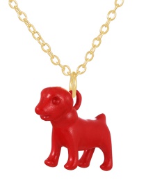 Fashion Red Copper Drop Oil Pet Dog Pendant Necklace