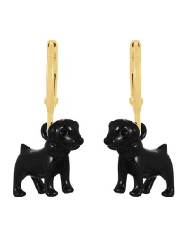 Fashion Black Copper Drop Oil Pet Dog Pendant Earrings