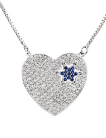 Fashion Silver Bronze Zirconium Heart Star Pendant Necklace