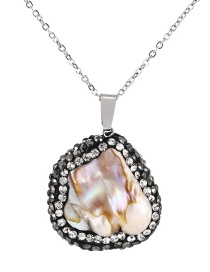 Fashion Silver-2 Brass And Diamond Resin Irregular Shell Pendant Necklace