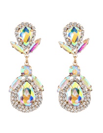 Fashion Ab Color Alloy Diamond Drop Earrings