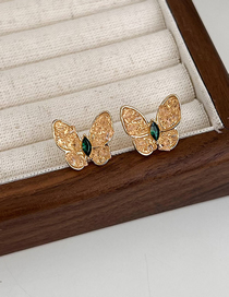 Fashion B Champagne Diamond Alloy Crystal Butterfly Stud Earrings
