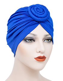 Fashion Royal Blue Milk Silk Knotted Pan Flower Pullover Cap