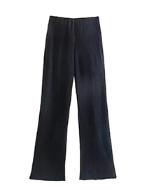 Fashion Black Ice Silk Crumpled Straight-leg Pants