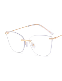 Fashion C2 Gold Color/clear Feet/clear Tr90 Cat Eye Large Frame Flat Mirror