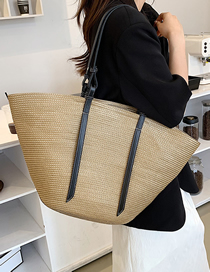 Fashion Khaki Large Capacity Straw Shoulder Bag