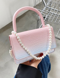 Fashion Light Pink Gradient Gradient Crocodile Pearl Beaded Crossbody Bag