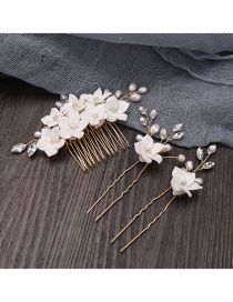 Fashion Flowers Metal Pearl Flower Hairpin Set