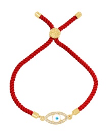 Fashion Red Braided Braided Bracelet With Brass Zirconium Eyes