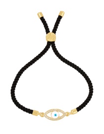 Fashion Black Braided Braided Bracelet With Brass Zirconium Eyes