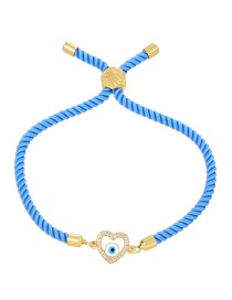 Fashion Blue Bronze Zirconium Eye Heart Braided Bracelet