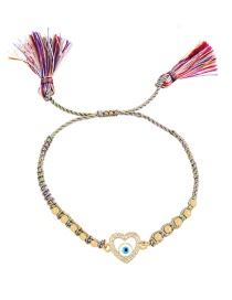 Fashion Color Bronze Zirconium Eye Heart Braided Bracelet
