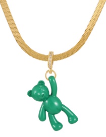 Fashion Dark Green Titanium Bear Pendant Snake Necklace