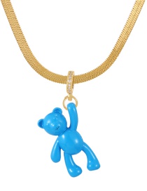 Fashion Blue Titanium Bear Pendant Snake Necklace