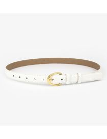 Fashion White Pu Leather Gold Buckle Pin Buckle Thin Belt
