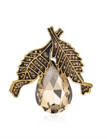 Fashion Gold Alloy Set Water Drop Diamond Brooch