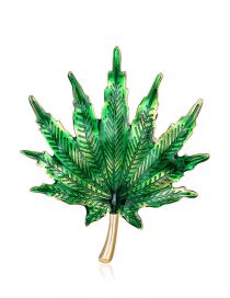 Fashion Green Alloy Geometric Maple Leaf Brooch